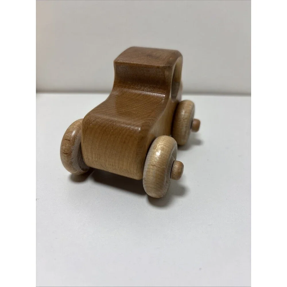 Small Vintage Toy Car Wooden Stained Wood Classic Car